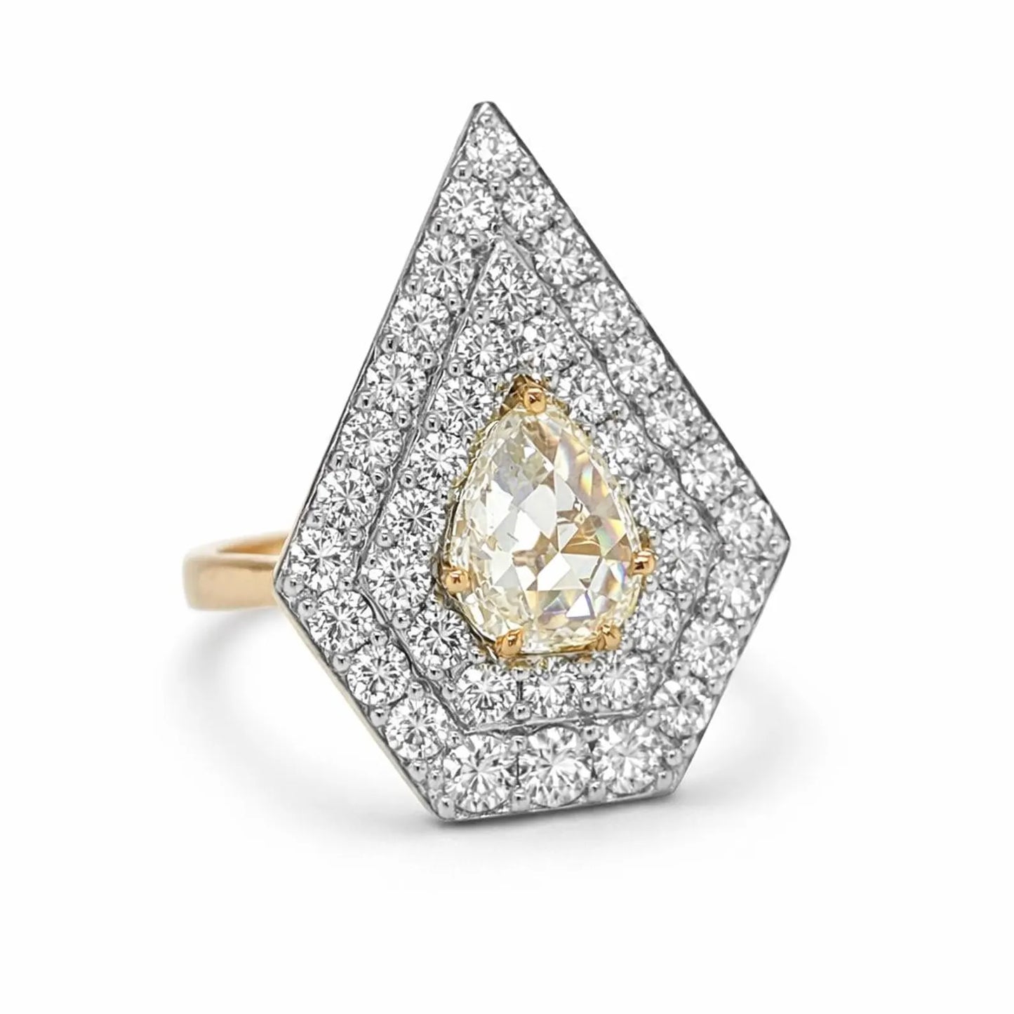 Natural Rose Cut Diamond Halo Cocktail Ring, in Rose Gold