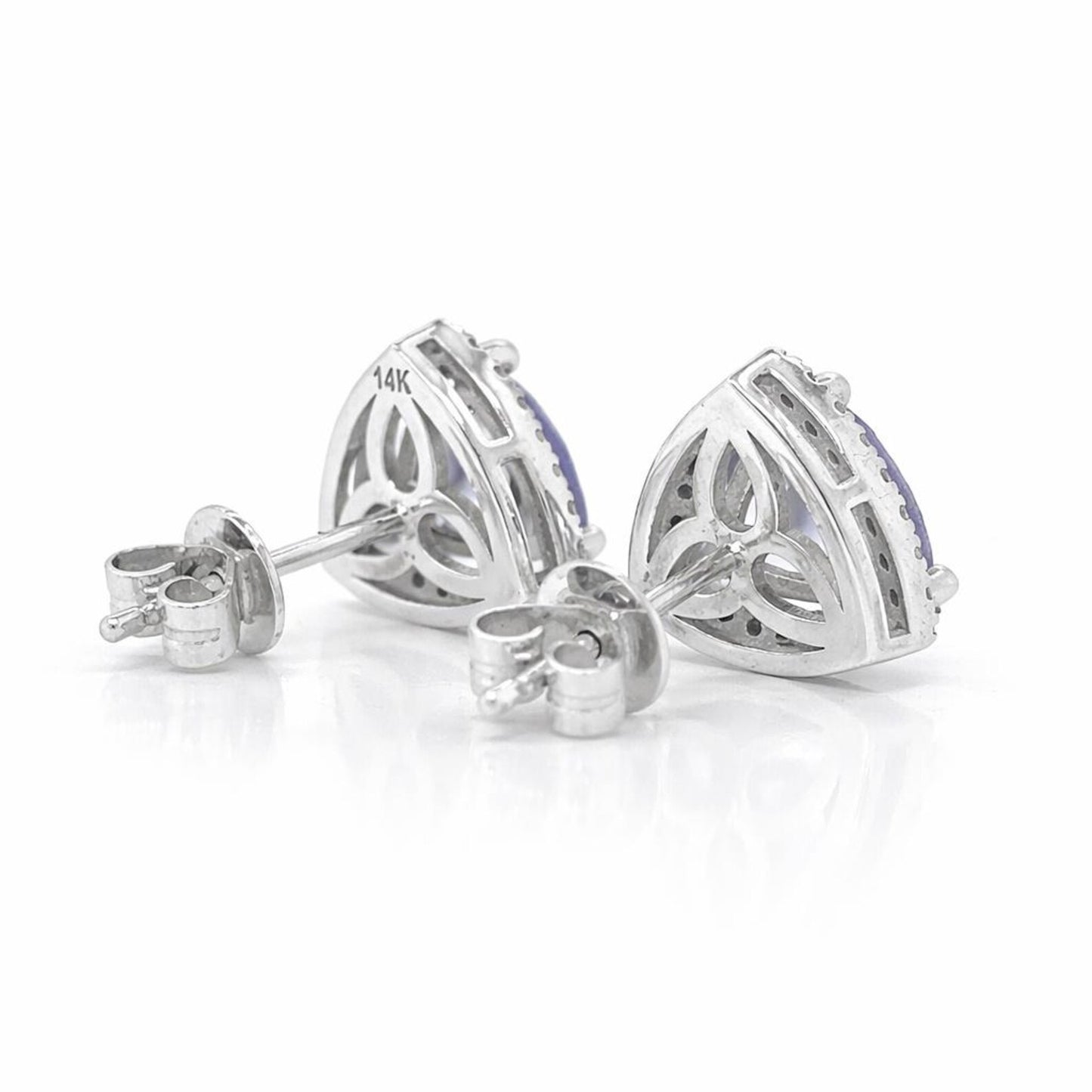1.46 ct.tw. Natural Tanzanite and Diamond Halo Earrings, in White Gold
