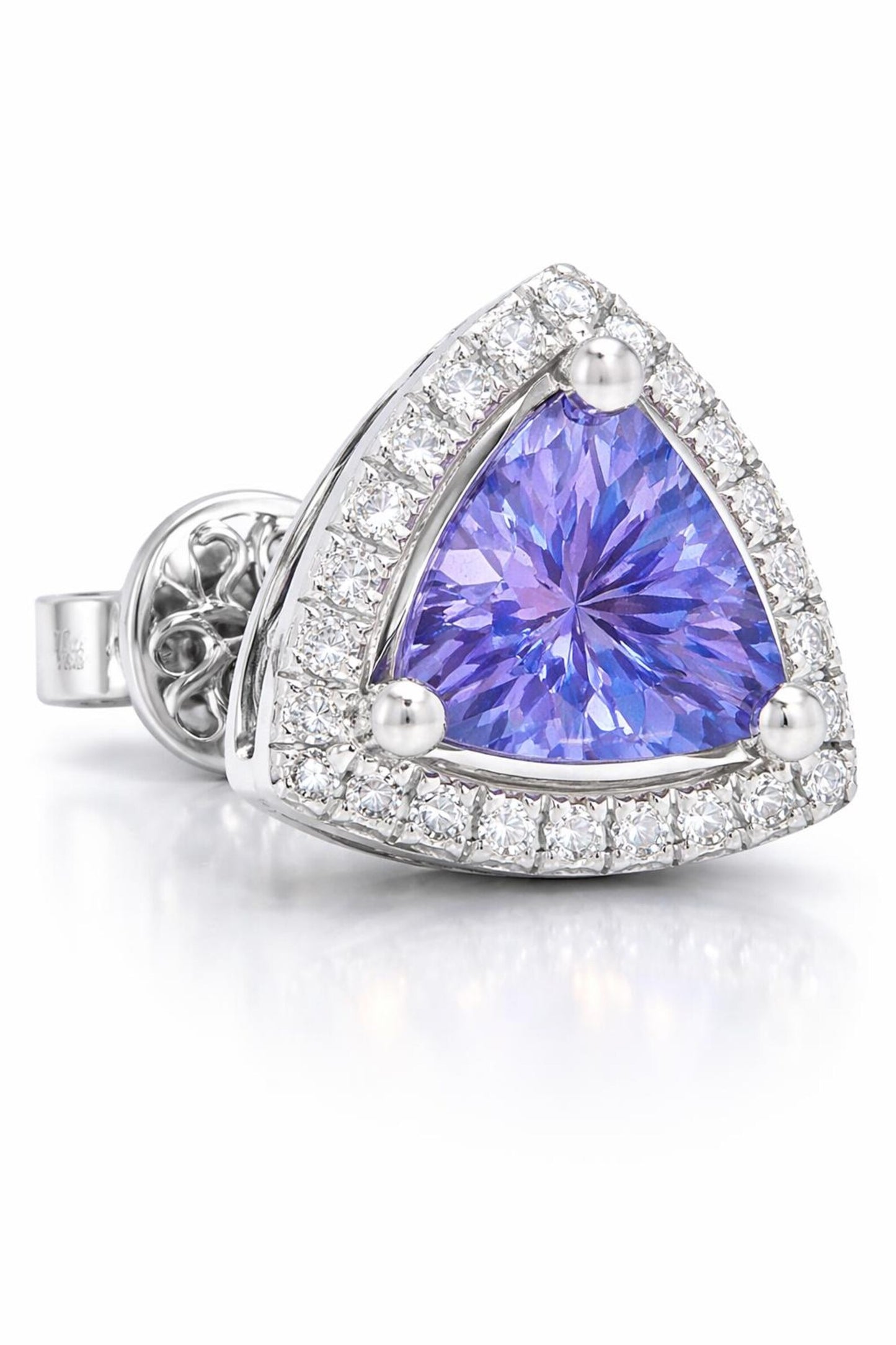 1.46 ct.tw. Natural Tanzanite and Diamond Halo Earrings, in White Gold