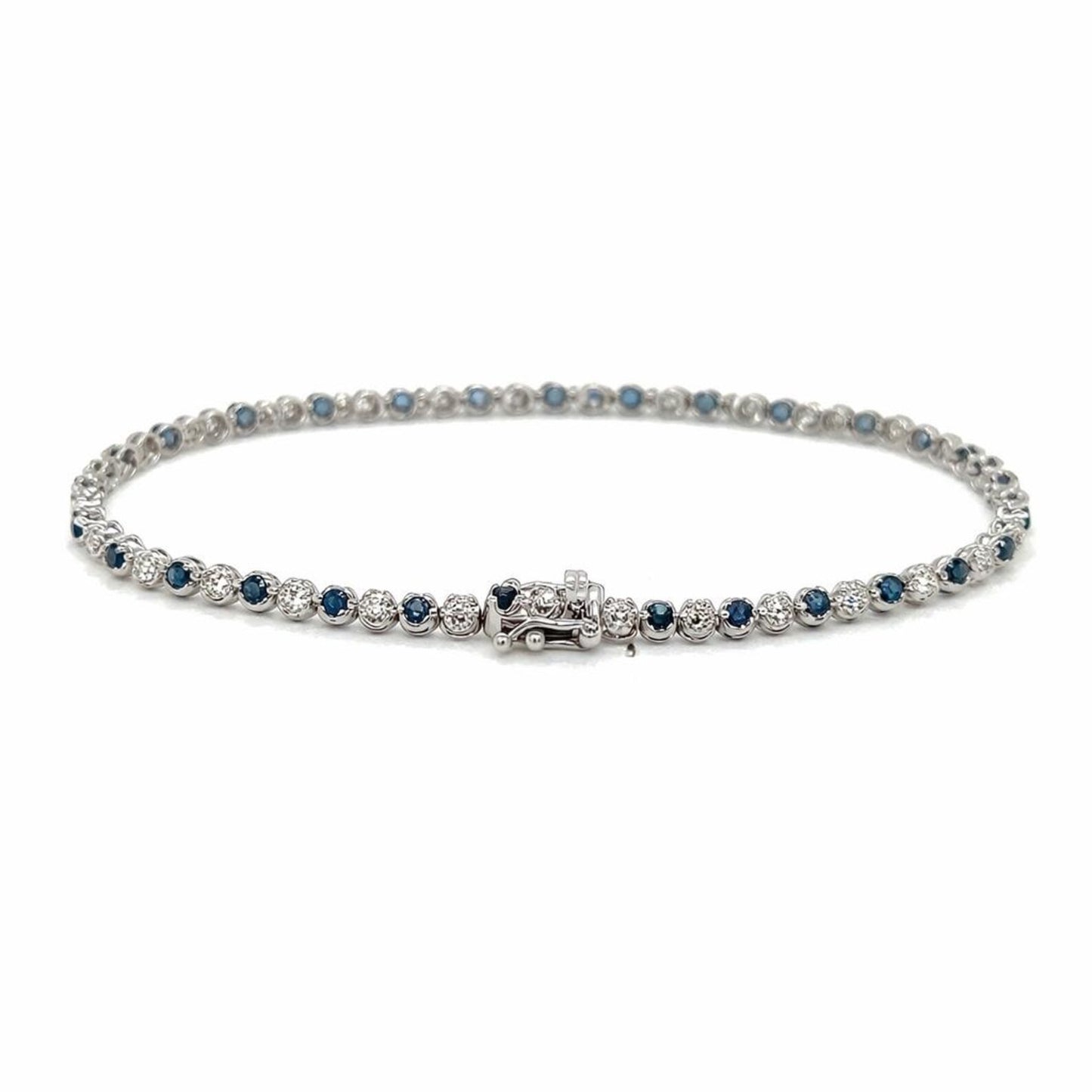 Delicate Tennis Bracelet with Natural Diamonds, in White Gold