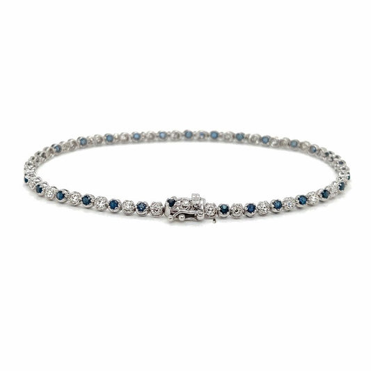 Delicate Tennis Bracelet with Natural Diamonds, in White Gold
