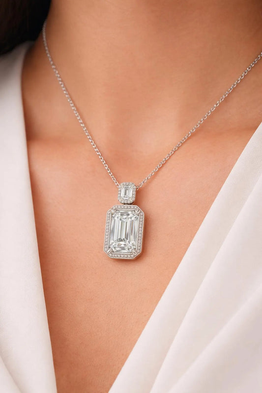 Semi-Mount Fits: 10.7 x 8.7 mm Natural Diamond Halo Cocktail Necklace, in White Gold