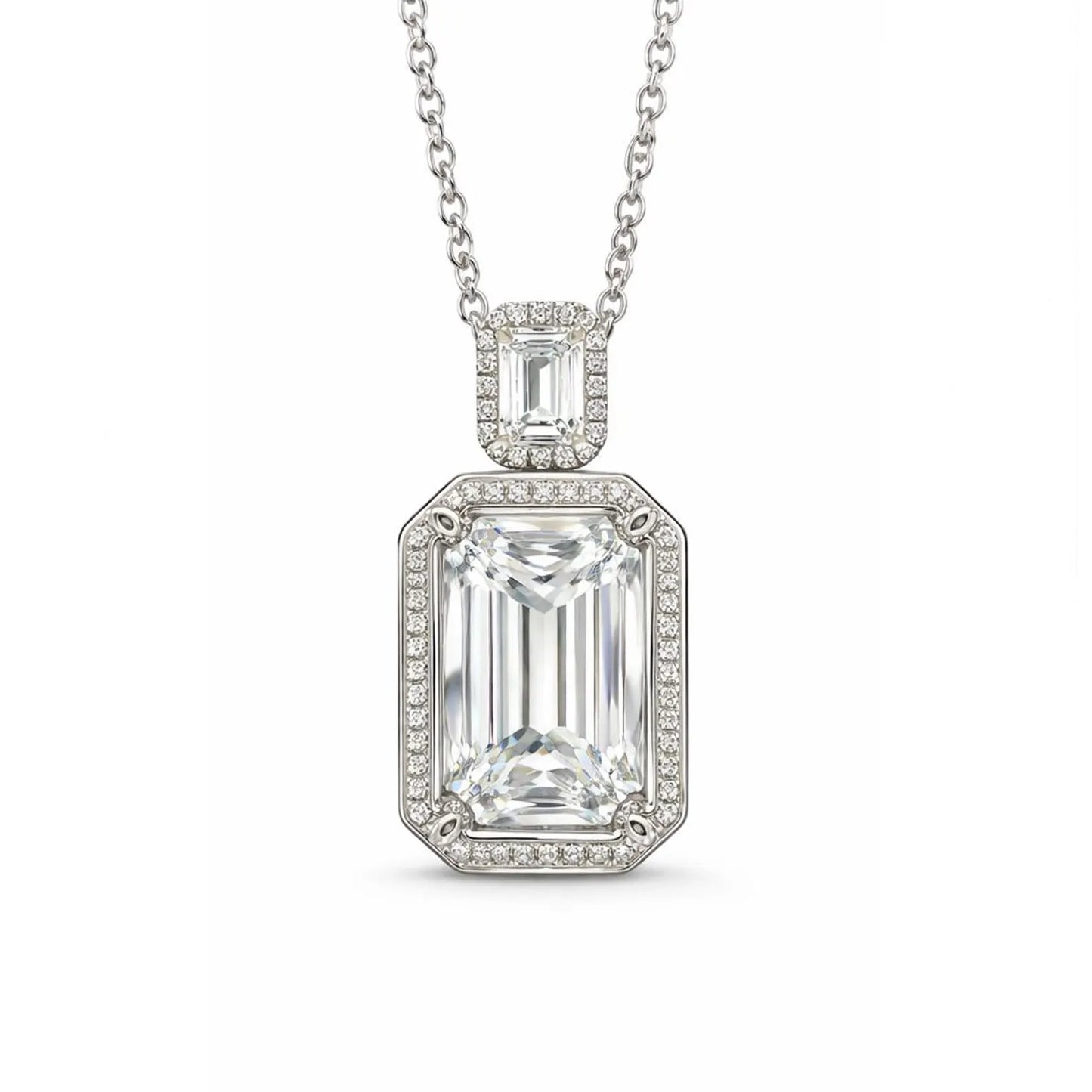 Semi-Mount Fits: 10.7 x 8.7 mm Natural Diamond Halo Cocktail Necklace, in White Gold