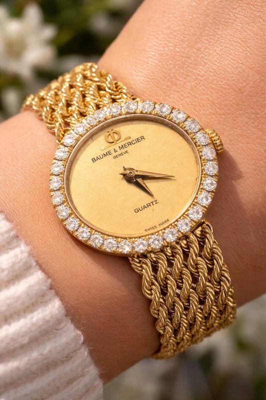 Baume & Mercier 14K Yellow Gold Diamond Watch – Pre-owned