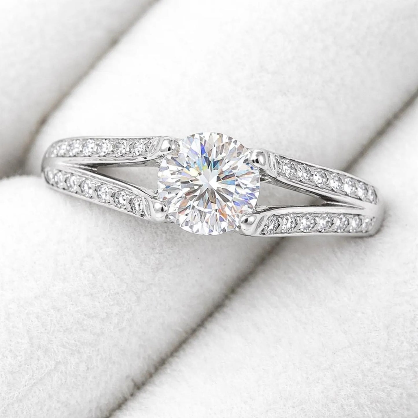 Natural Diamond Bridal Ring, in White Gold- Pre-owned