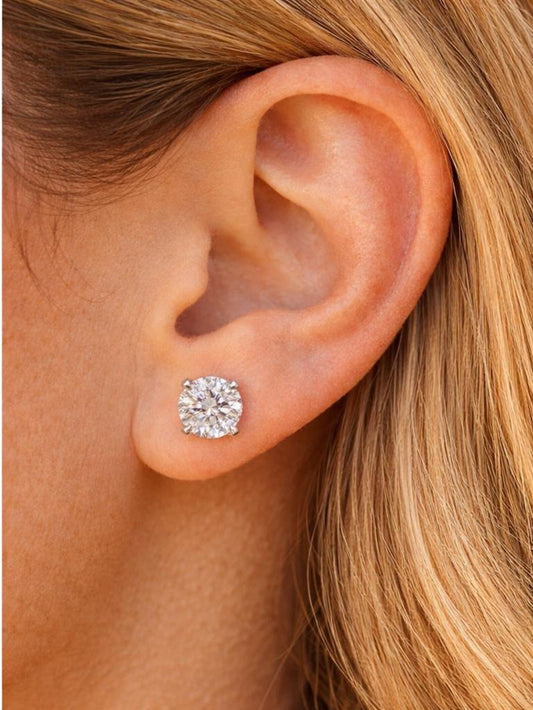 1.35 ct. t.w. Natural Round Diamond Stud Earrings, in White Gold