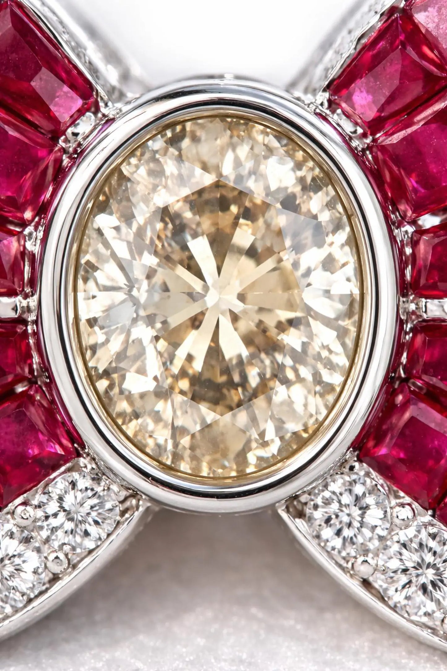 Natural Diamond and Ruby Butterfly Pendant Necklace, White Gold