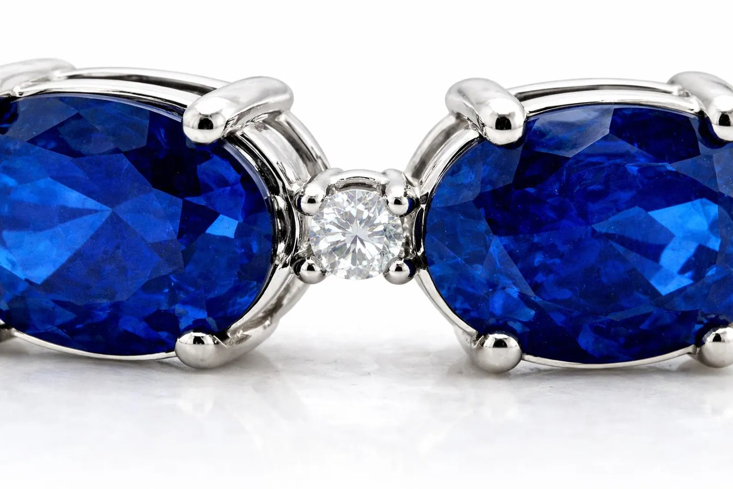 Natural Blue Sapphire and Diamond Tennis Bracelet, in White Gold