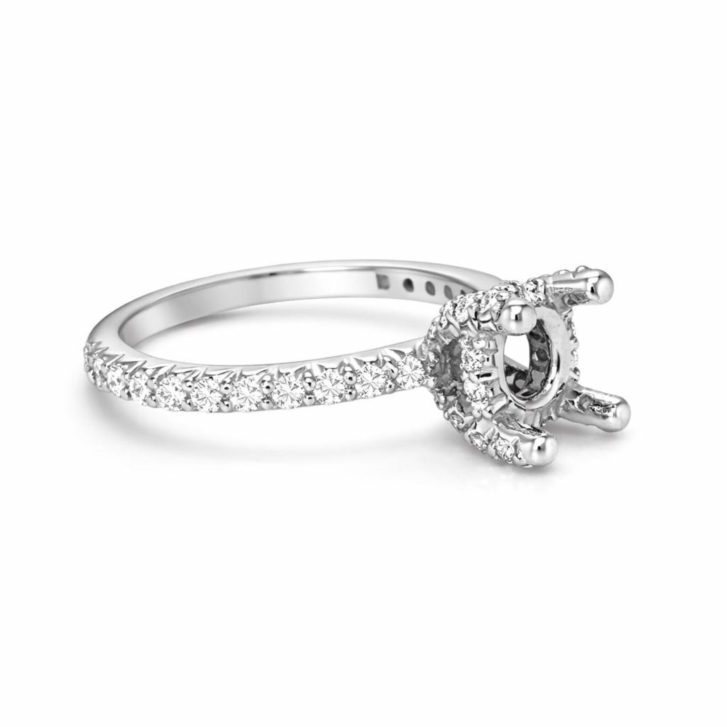 Semi-Mount Fits 7 mm with Natural Diamond Ring, in White Gold