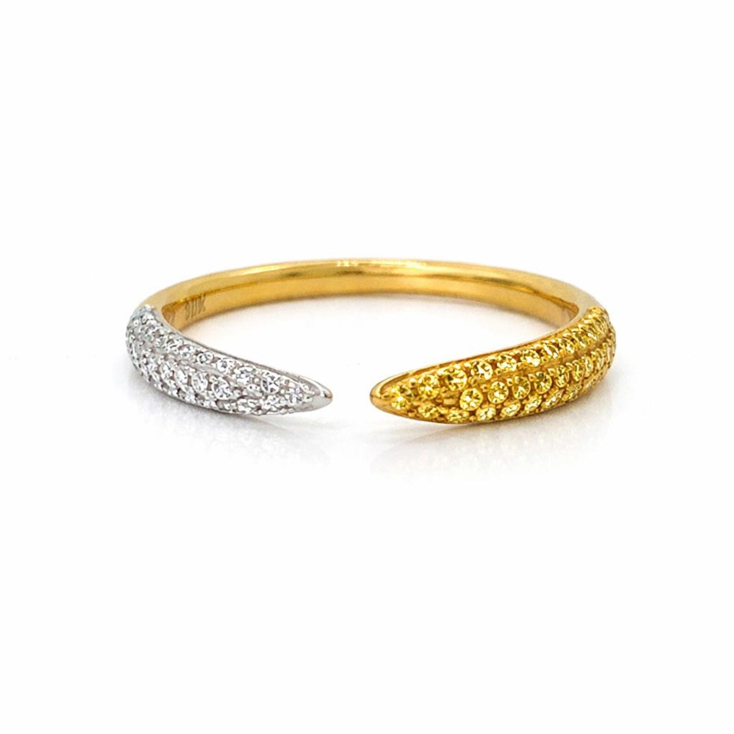 Natural Fancy Diamonds Nail Band Ring, in Yellow Gold