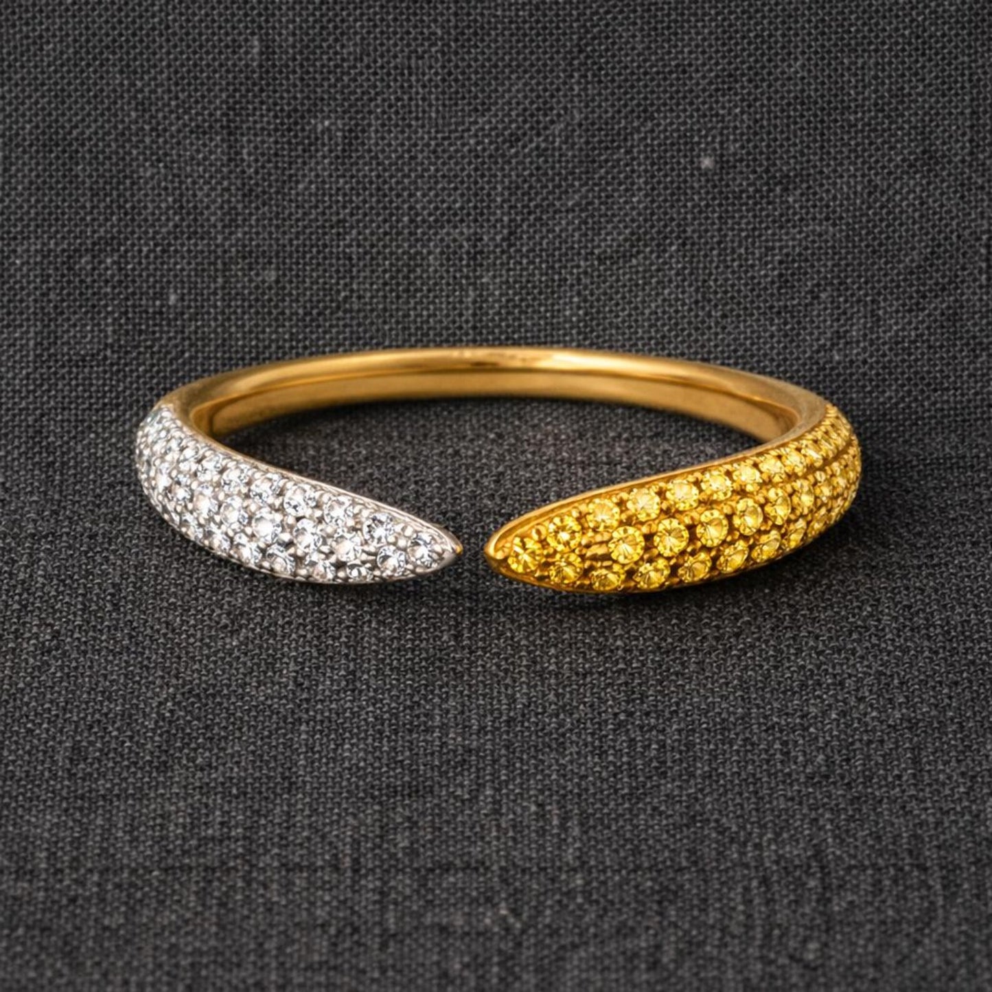 Natural Fancy Diamonds Nail Band Ring, in Yellow Gold