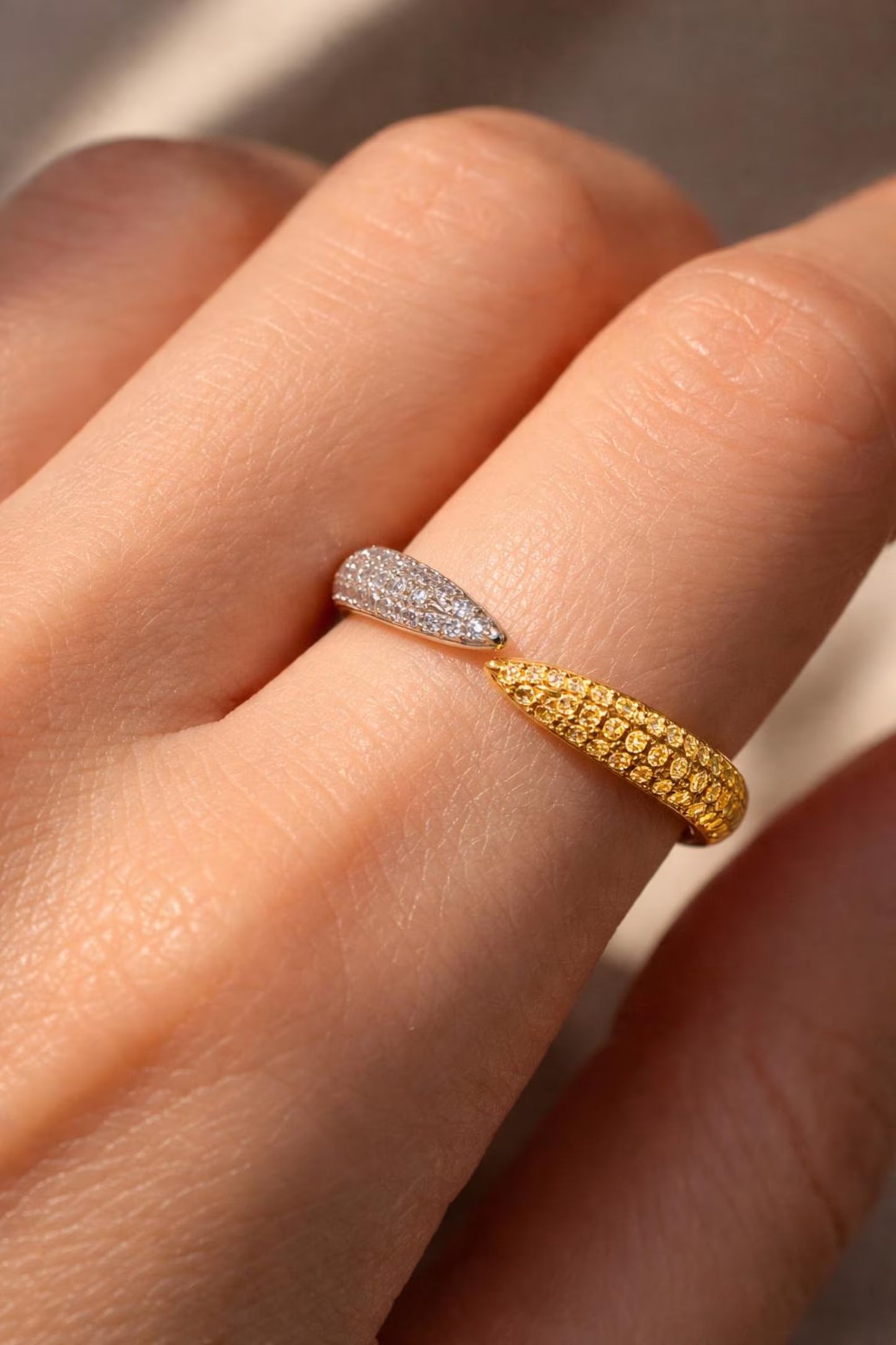 Natural Fancy Diamonds Nail Band Ring, in Yellow Gold