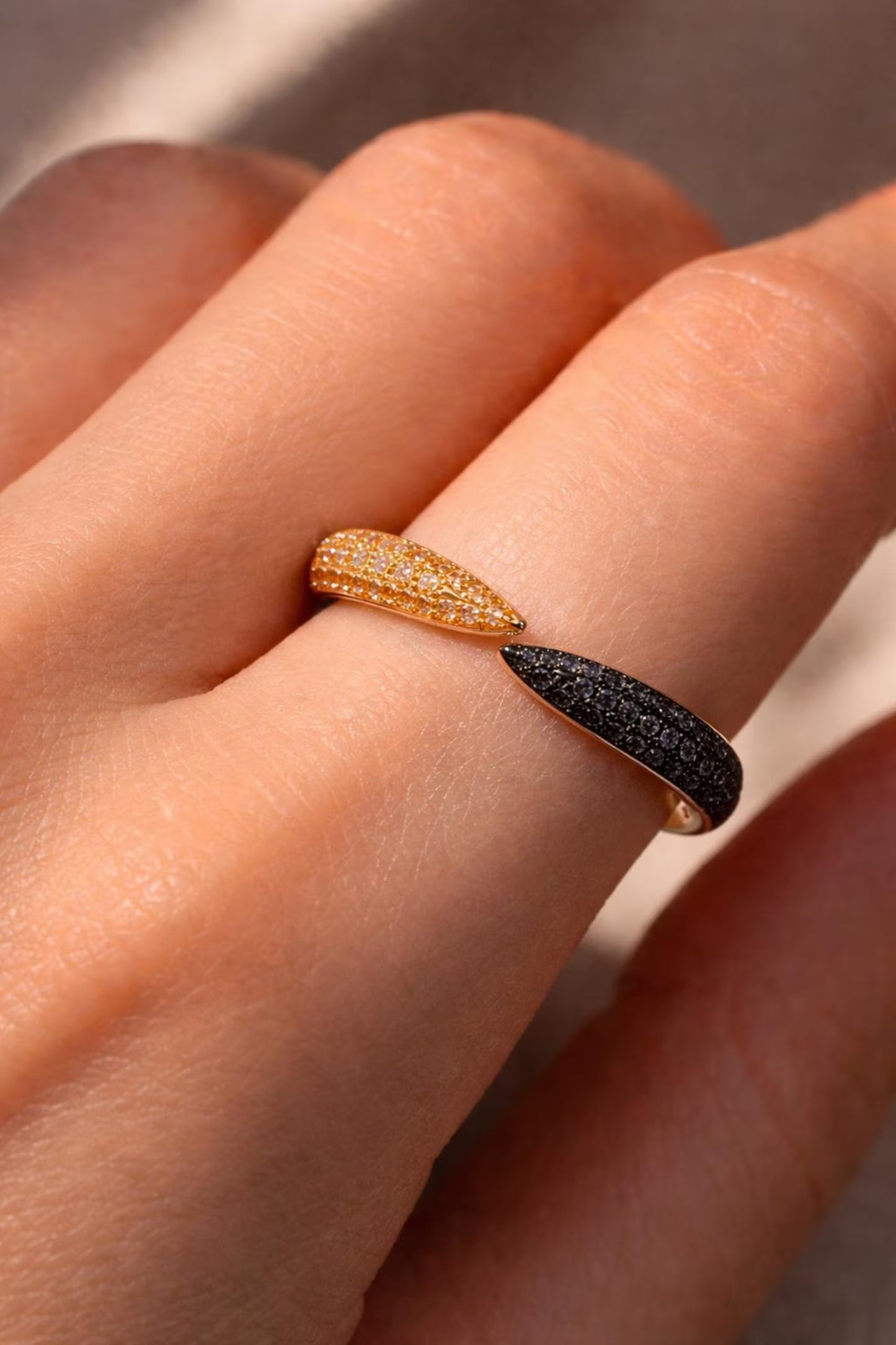 Natural Fancy Yellow and Black Diamond Band, in Yellow Gold