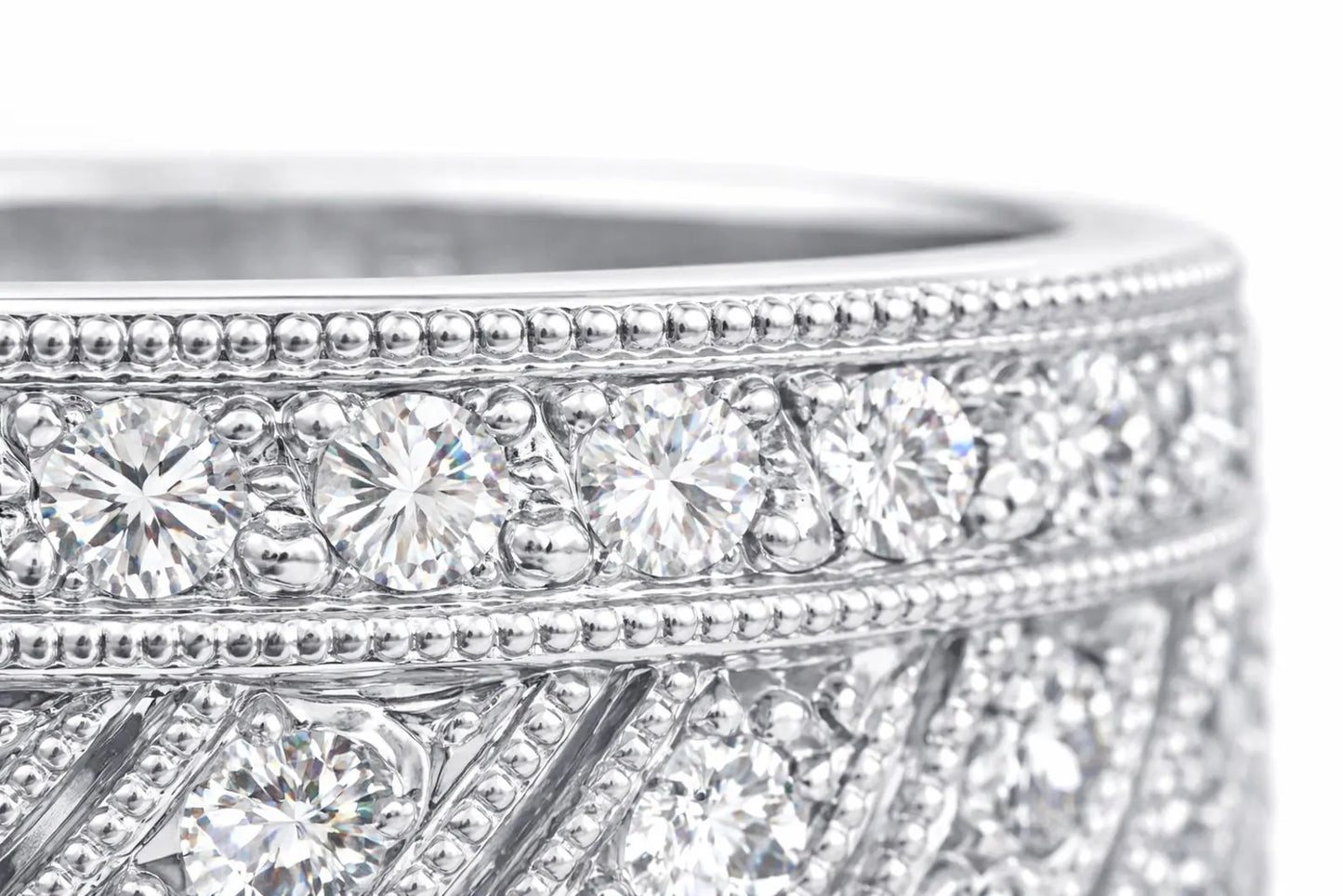 Semi-Mount with Natural Diamond Art Deco Cocktail Ring in Platinum