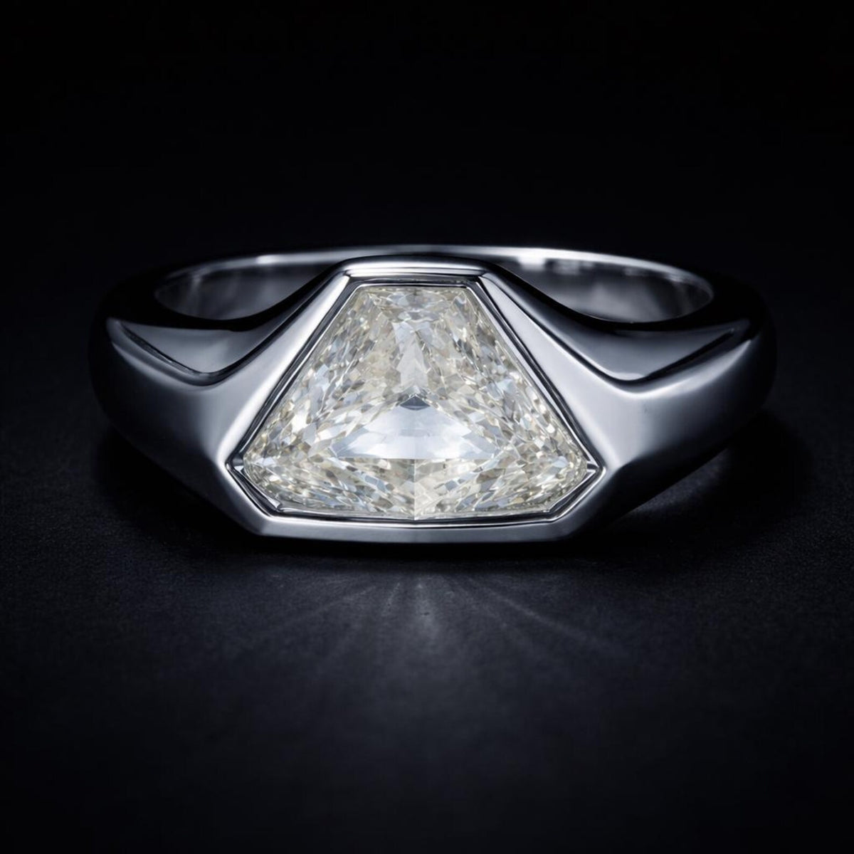 Natural Triangle Diamond Superman Solitaire Platinum Ring