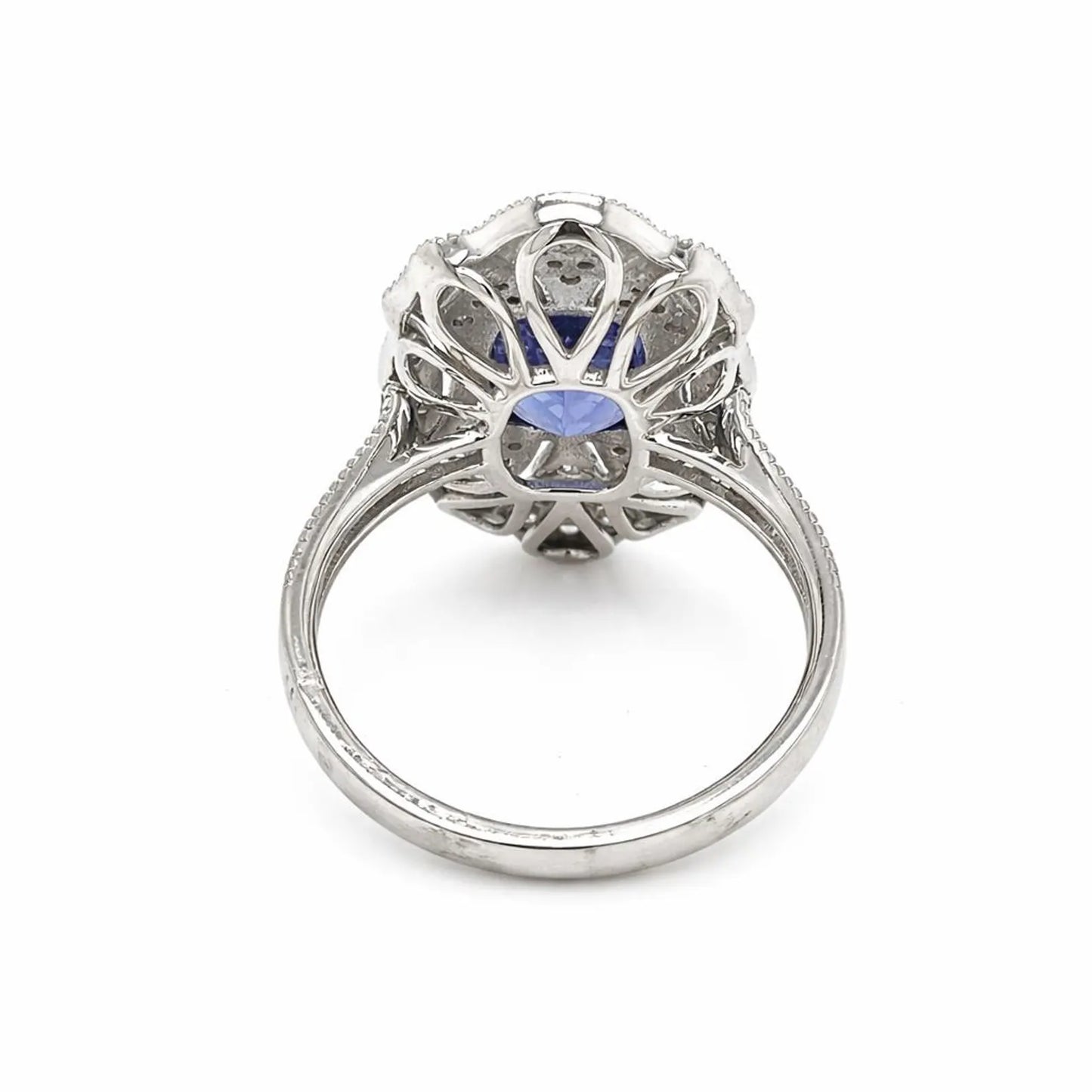 Natural Tanzanite and Diamond Cocktail Ring White Gold