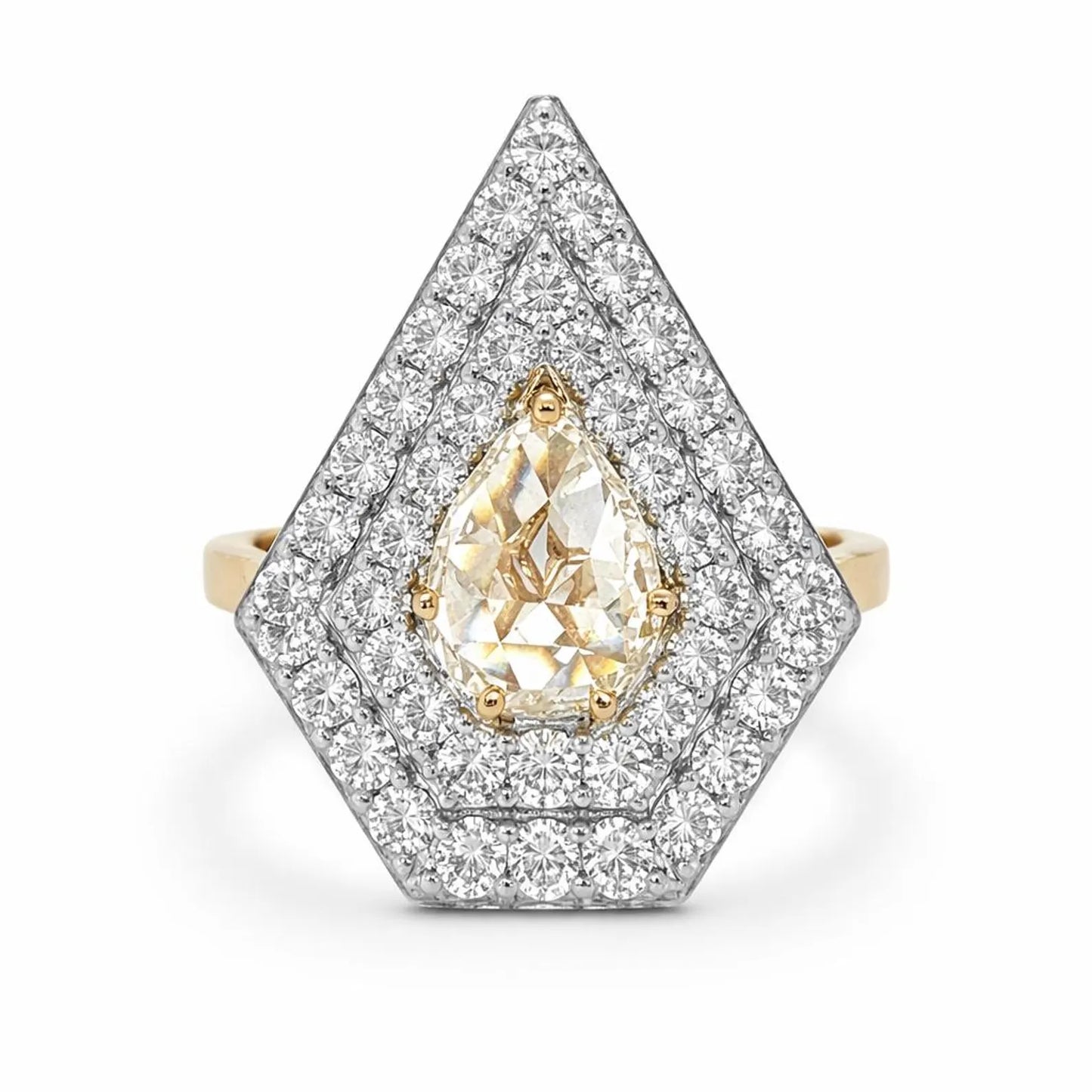 Natural Rose Cut Diamond Halo Cocktail Ring, in Rose Gold