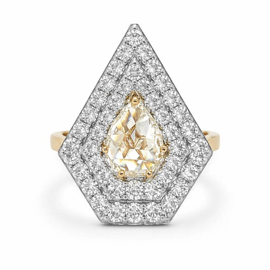 Natural Rose Cut Diamond Halo Cocktail Ring, in Rose Gold