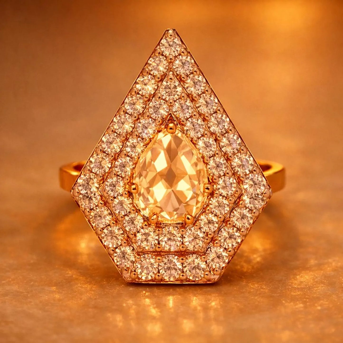 Natural Rose Cut Diamond Halo Cocktail Ring, in Rose Gold
