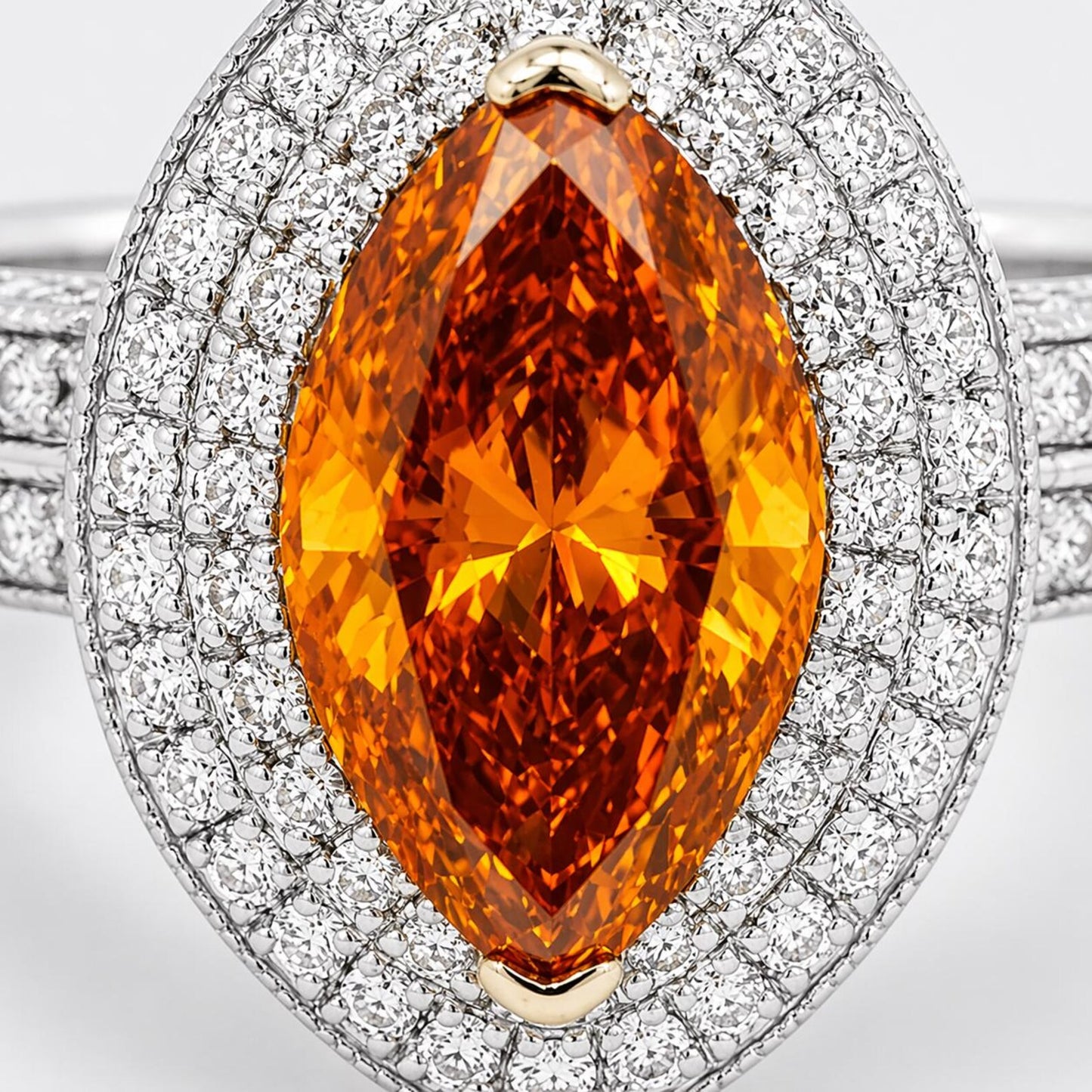 Natural Fancy Deep Brownish-Yellowish Orange Diamond Halo Bridal Ring Platinum