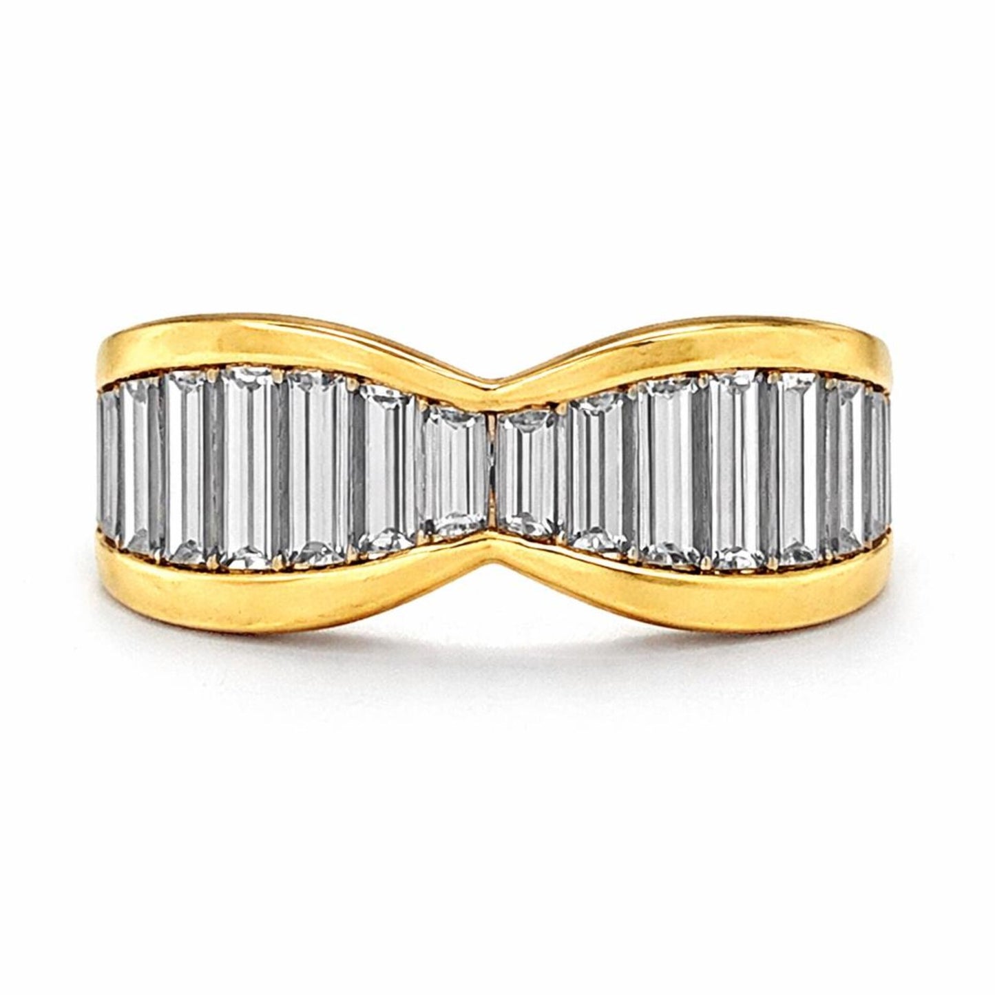 Natural Baguette Diamond Band Ring, in Yellow Gold