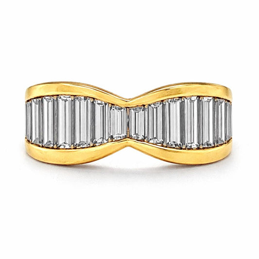 Natural Baguette Diamond Band Ring, in Yellow Gold