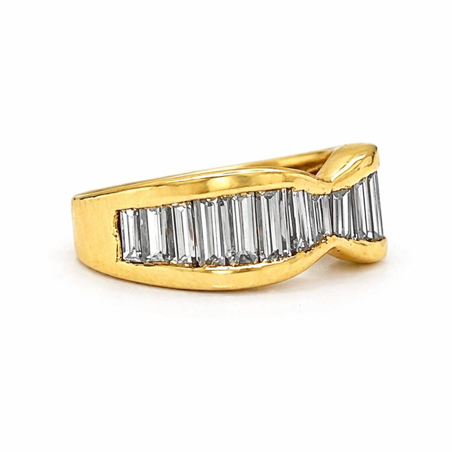 Natural Baguette Diamond Band Ring, in Yellow Gold