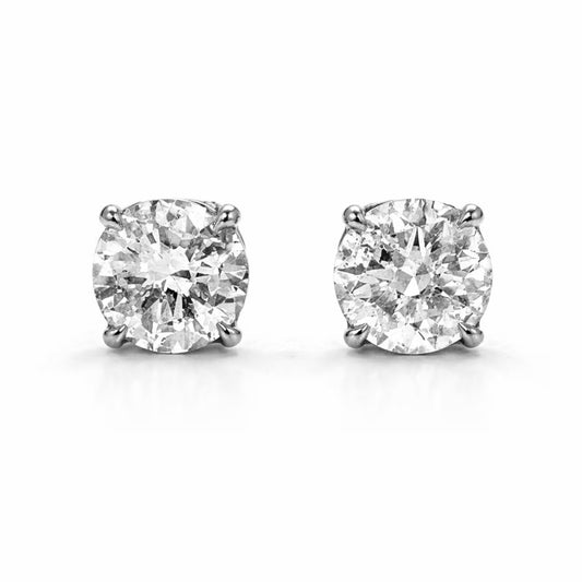 1.35 ct. t.w. Natural Round Diamond Stud Earrings, in White Gold