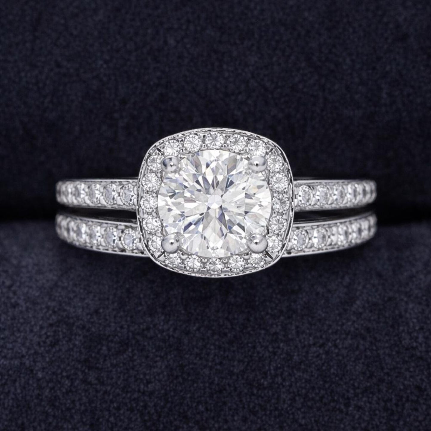 Natural Diamond Halo Bridal Band Platinum Ring