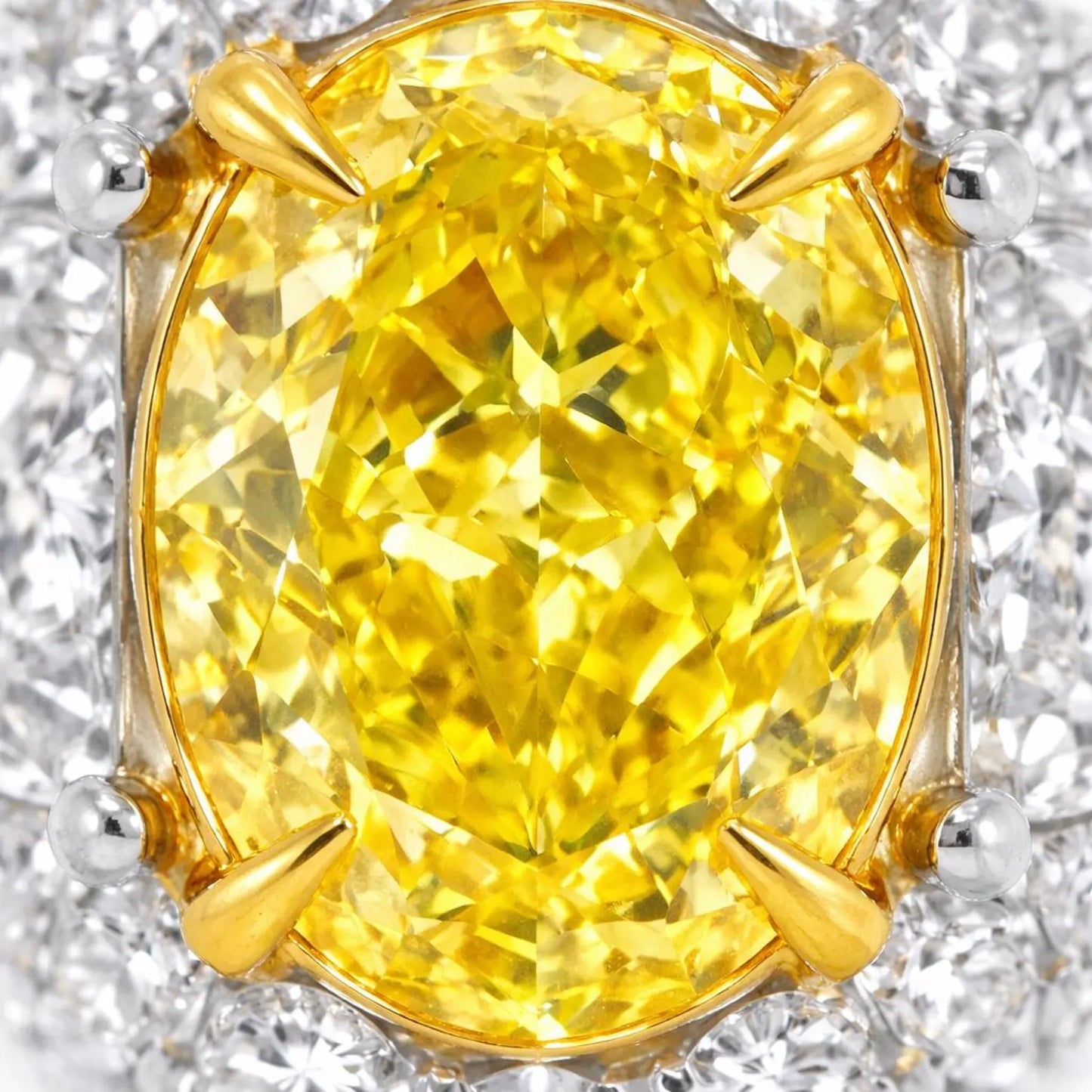 2.14 ct.t.w. Natural Fancy Yellow Diamond Oval Cut Bridal Halo Ring, in White Gold