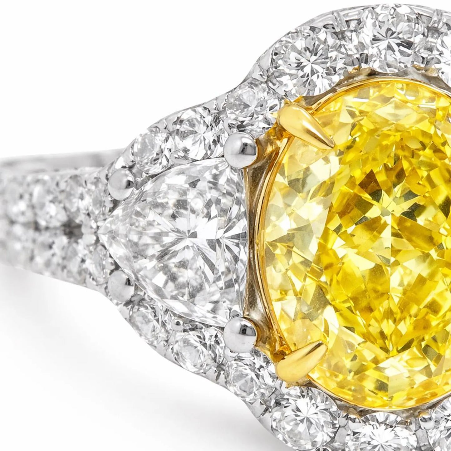 2.14 ct.t.w. Natural Fancy Yellow Diamond Oval Cut Bridal Halo Ring, in White Gold