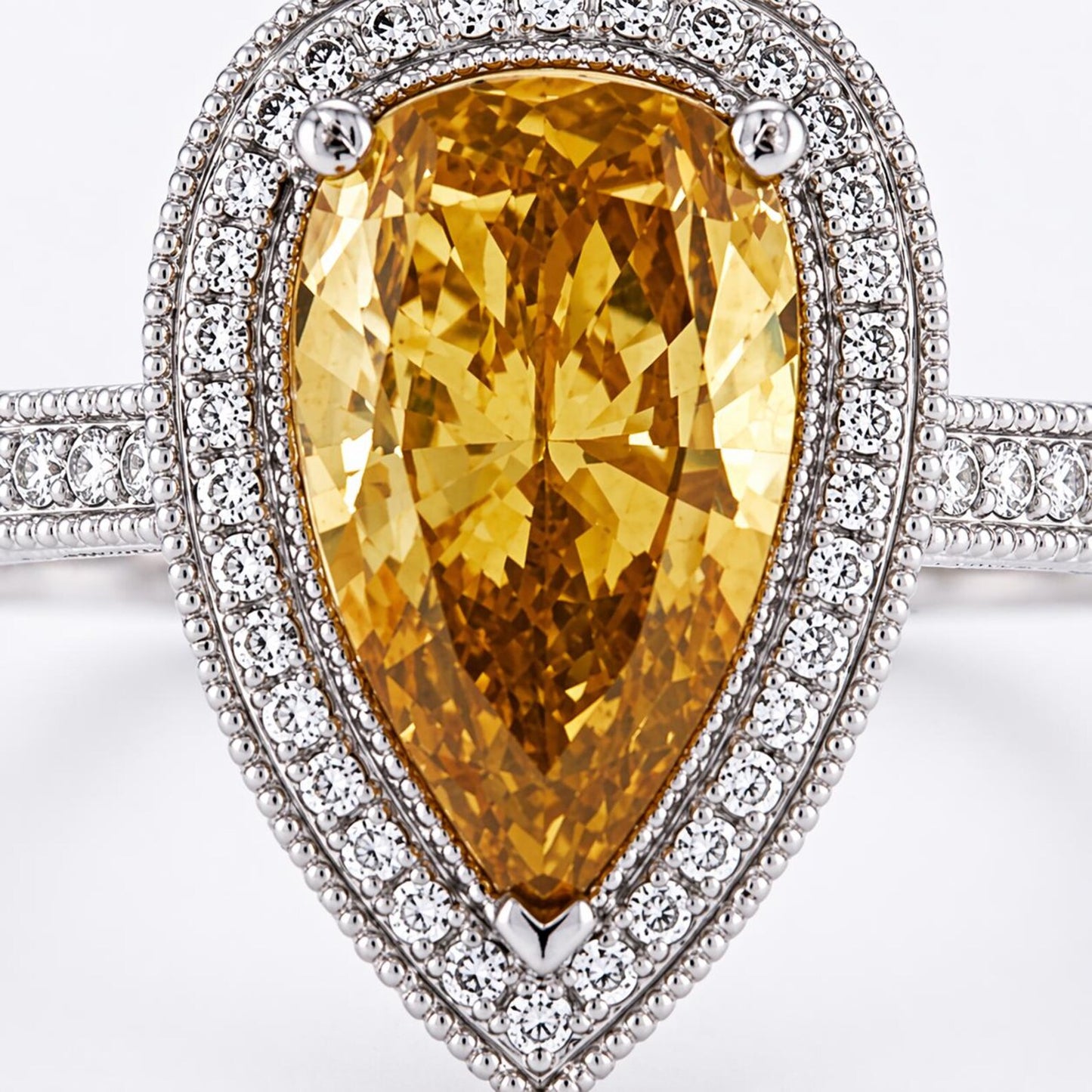 Natural Fancy Deep Brown-Yellow Diamond Halo Platinum Ring