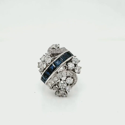 4.60 ct.t.w. Natural Sapphire Cocktail Ring, in White Gold - Pre-owned