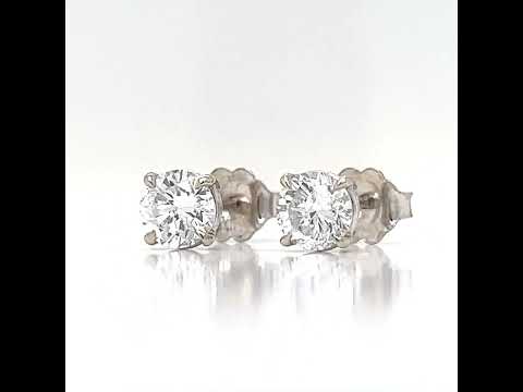 1.08 ct.tw. Natural Round Diamond Stud Earrings, in White Gold