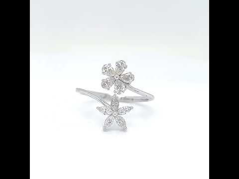 Natural Marquise and Pear Shaped Diamond Bypass Cocktail Ring, in White Gold
