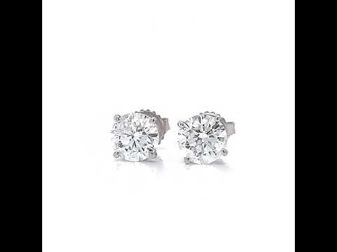 3.03 ct.tw. Natural Round Diamond Stud Earrings, in White Gold