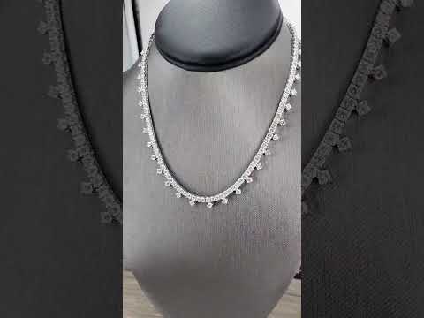 Natural Round Diamond Bridal Cocktail Necklace, in White Gold