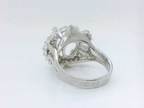 Semi-Mount Fits Oval with Natural Diamond Art Deco Platinum Ring - Pre-owned