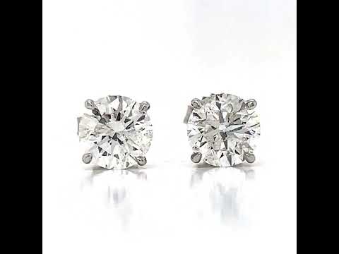 3.19 ct.tw. Natural Diamond Round Stud Earrings, in White Gold