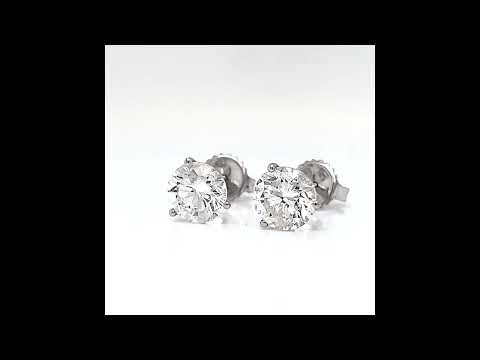 3.25 ct.tw. Natural Diamond 3-Prong Martini Stud Earrings, in White Gold