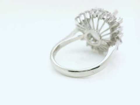 Semi-Mount Fits Oval with Natural Diamond Bridal Platinum Ring- Pre-owned