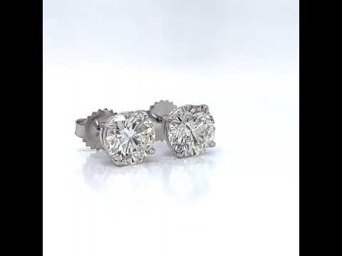 3.40 ct.tw. Natural Round Cut Diamond Stud Earrings, in White Gold