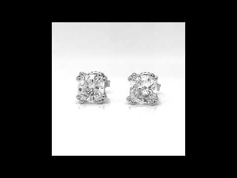 3.08 ct.tw. Natural Cushion Cut Diamond Stud Earrings, in White Gold