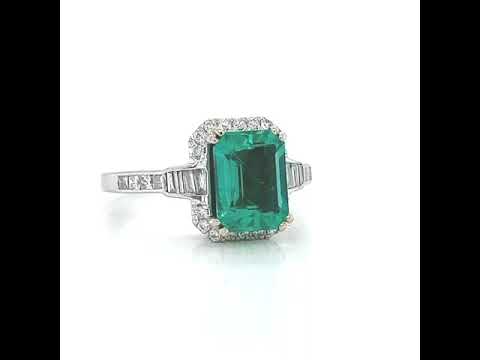 Natural Green Emerald Cocktail Ring, in White Gold