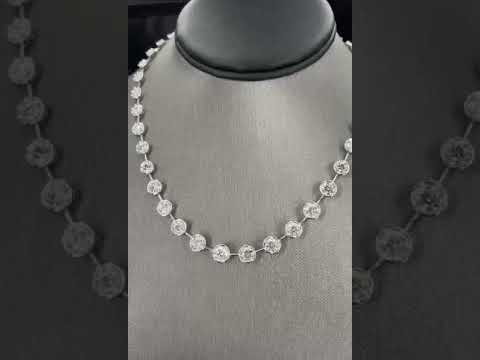 18 Carat Natural Round Diamond Bezel Link Platinum Necklace