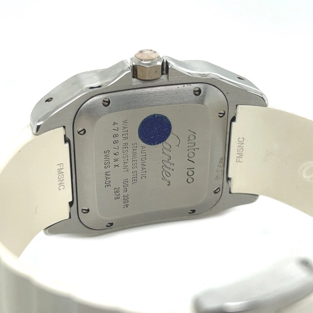 Cartier Santos 100 Mid-Size Stainless Steel Watch – back dial
